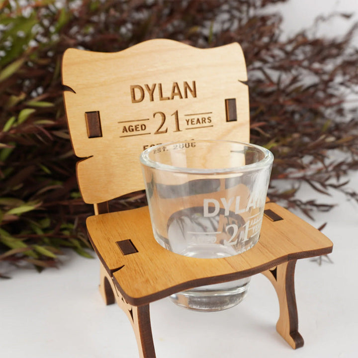 Personalised Wooden Birthday Shot Glass Chair
