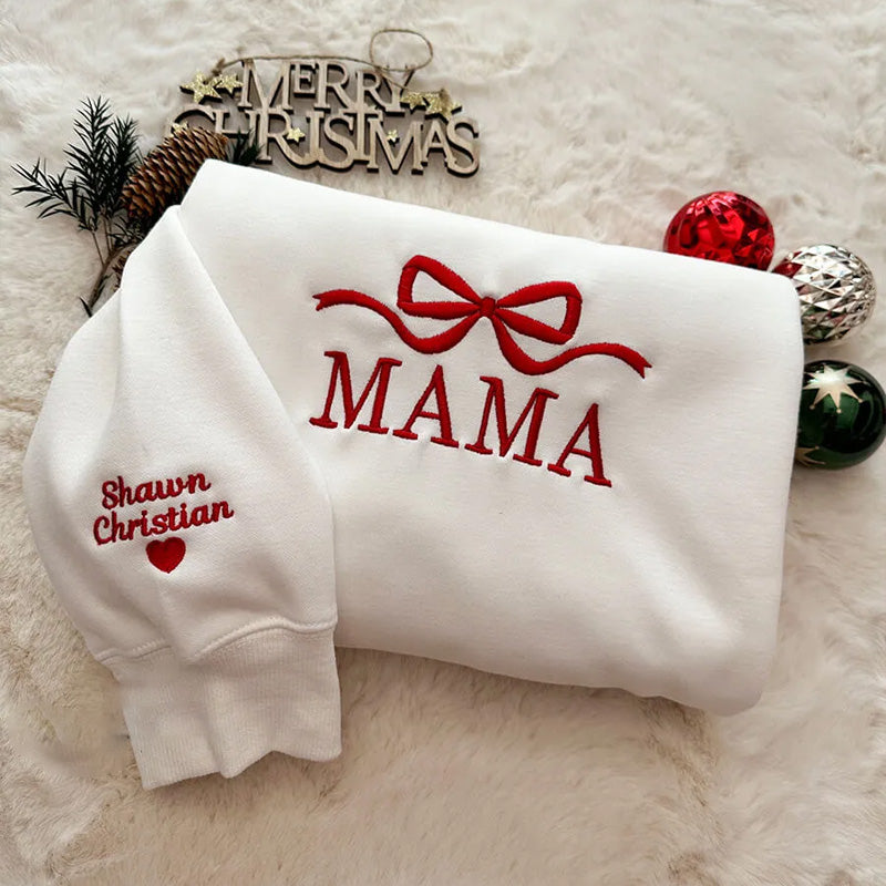 Custom Bow Mama/Grandma Embroidered Sweatshirt