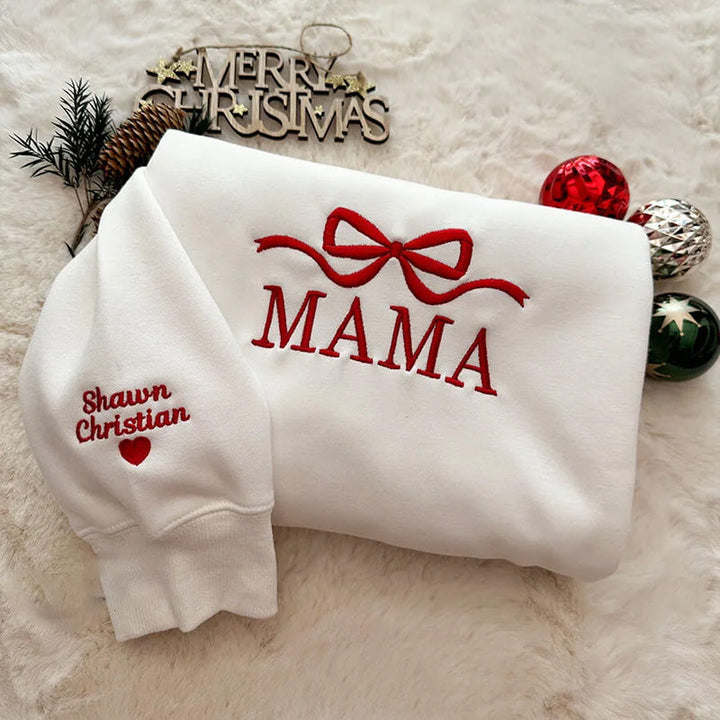 Custom Bow Mama/Grandma Embroidered Sweatshirt
