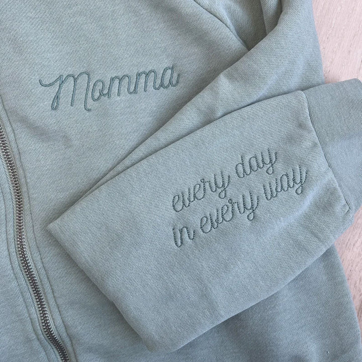 Customizable Grandma Embroidered Zip Hoodie Jacket | Grandkids Names