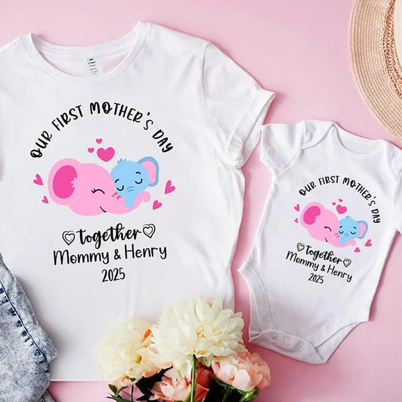 Personalized Our First Mother's Day Together 100% Cotton Baby Onesie