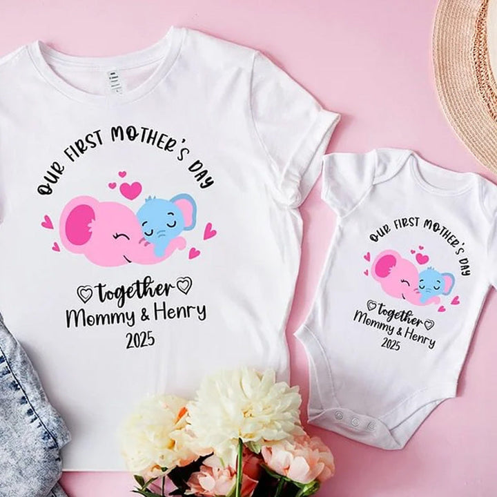 Personalized Our First Mother's Day Together 100% Cotton Baby Onesie