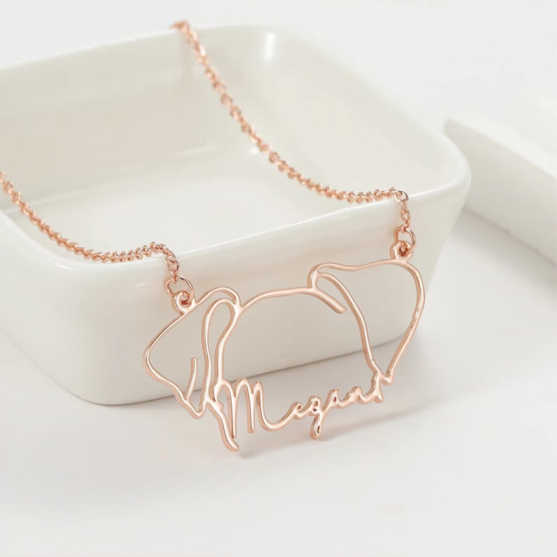 Custom Hollow Cat and Dog Ears Clavicle Necklace Pendant