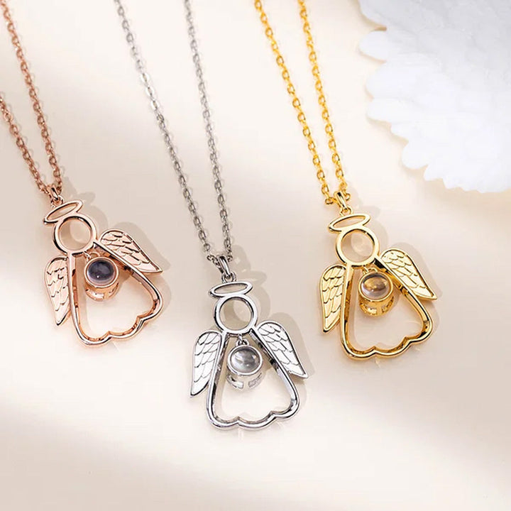 Personalized Guardian Angel Photo Projection Memorial Necklace