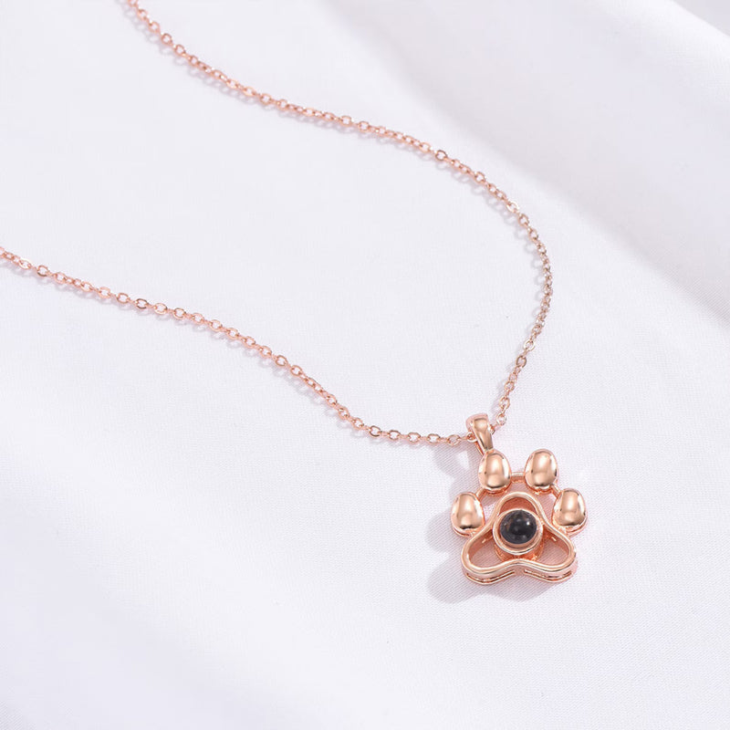 Personalized Pet Paw Photo Projection Necklace