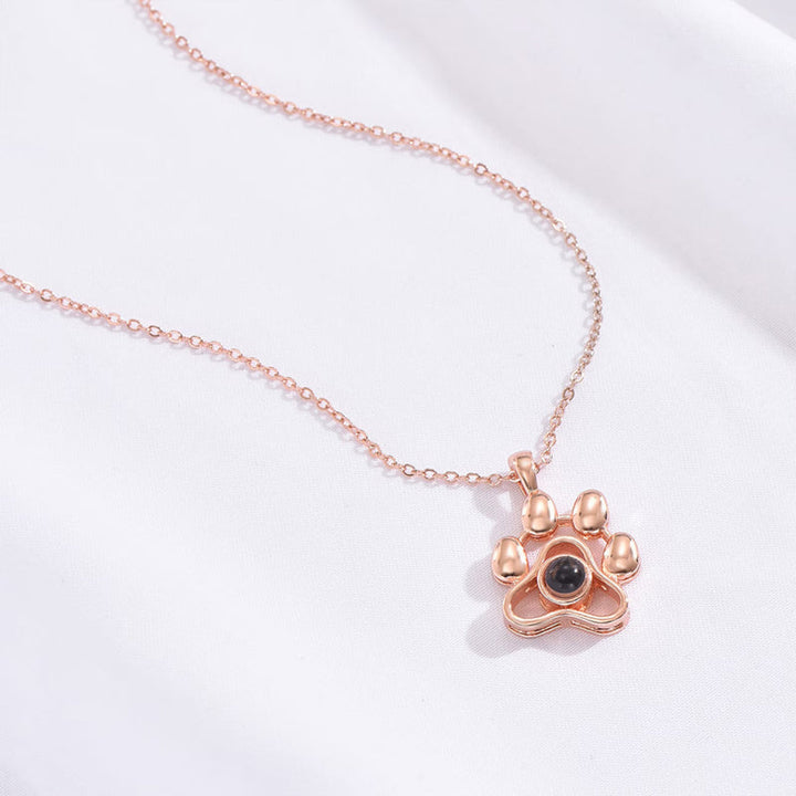 Personalized Pet Paw Photo Projection Necklace
