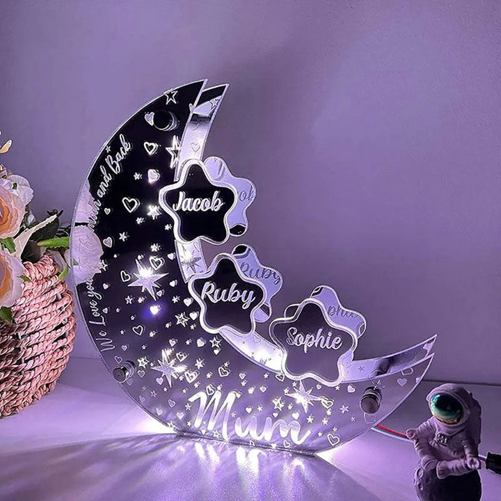 🌙【Mother's Day Personalized Moon LED Mirror Light】——Exclusive stars, light up your baby's name🌟