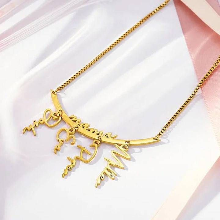 Personalized Hanging Names Family Necklace