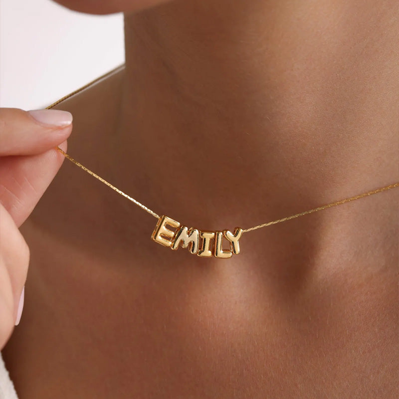 Personalized Tiny Balloon Initial Name Necklace
