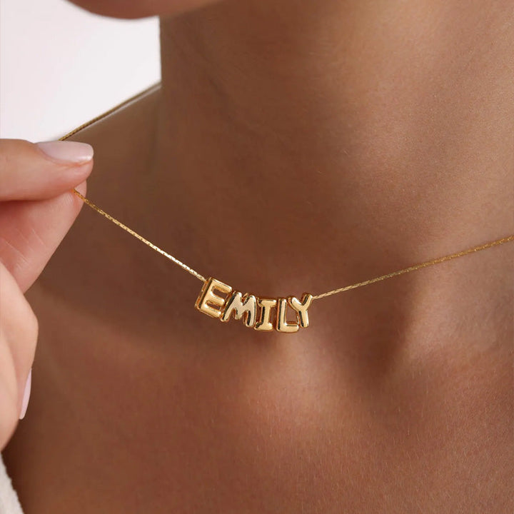 Personalized Tiny Balloon Initial Name Necklace