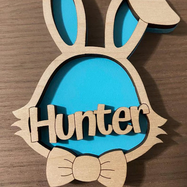 Personalized Wooden Easter Bunny Basket Tags