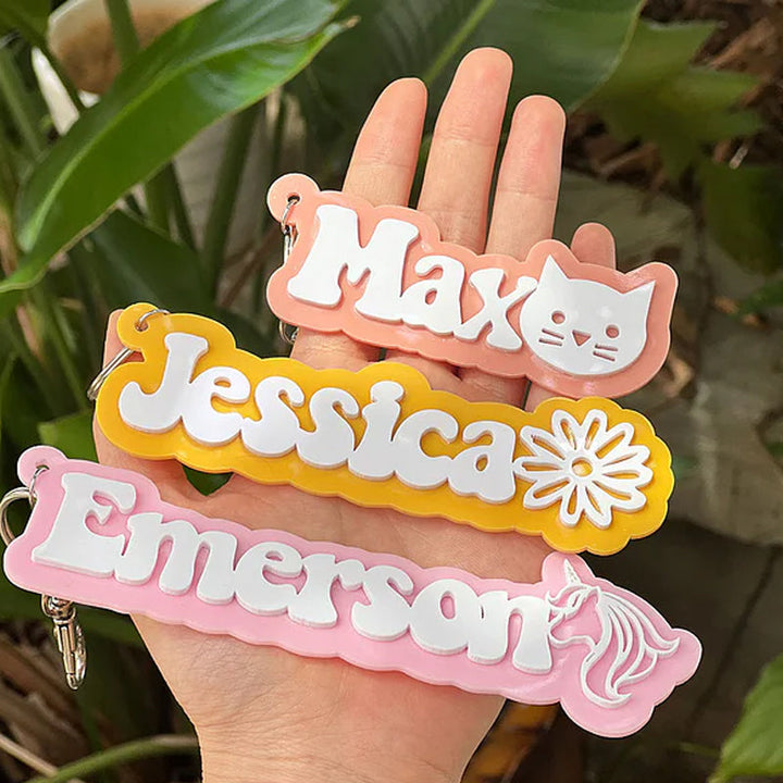 Personalized Acrylic Backpack Tag Name Keychain