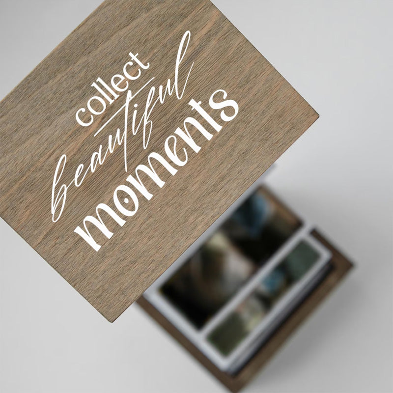 Custom Vintage Carved Color Printed Pull-Out Folding Photo Wooden Box