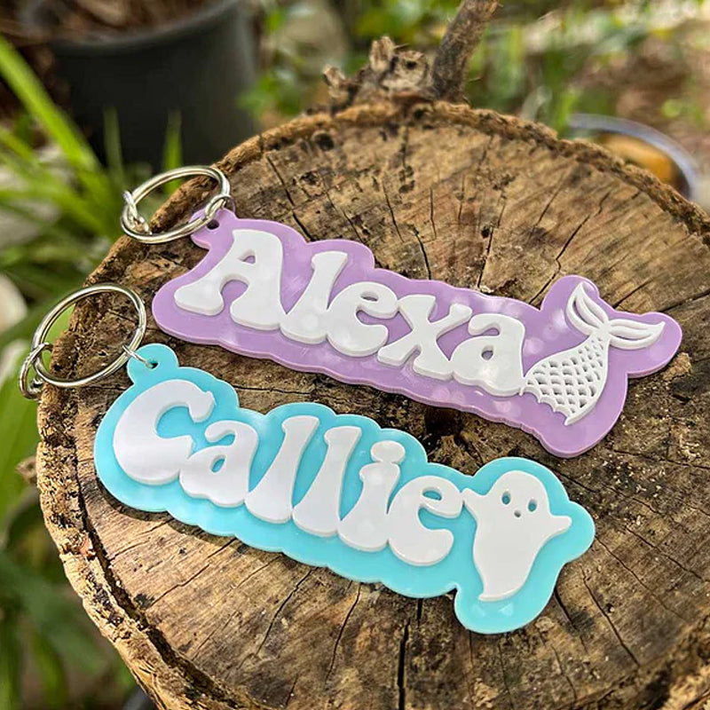 Personalized Acrylic Backpack Tag Name Keychain