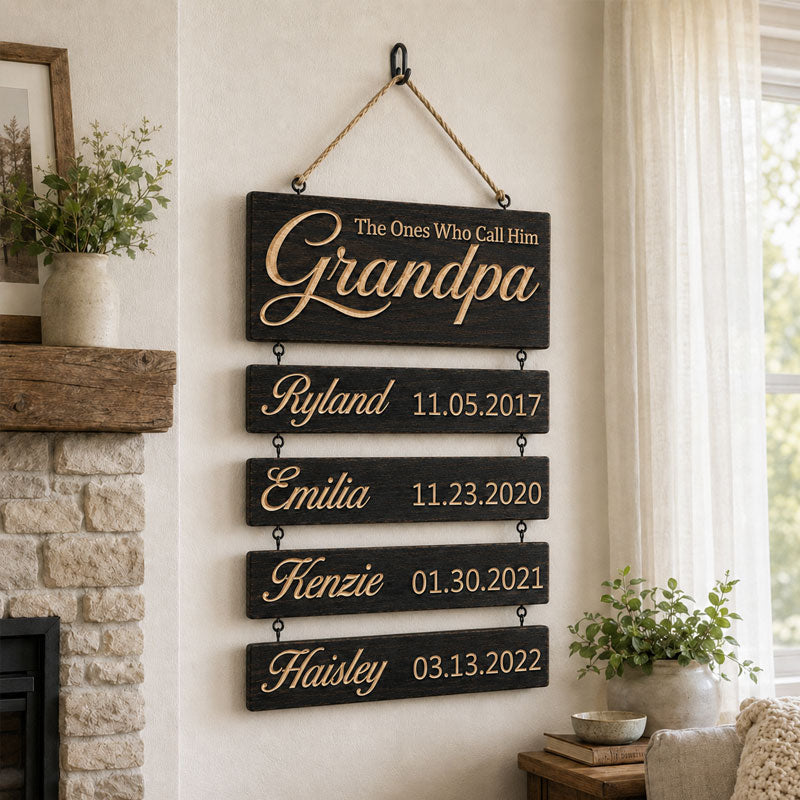 Personalisiertes Hängeschild für Enkelkinder (graviert) Familienandenken
