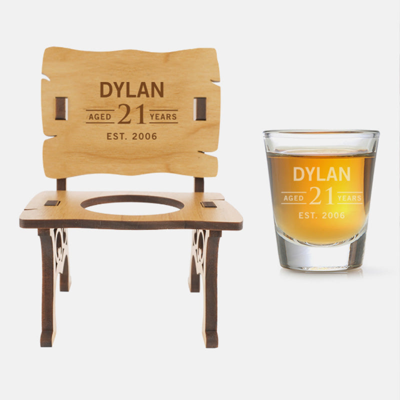 Personalised Wooden Birthday Shot Glass Chair