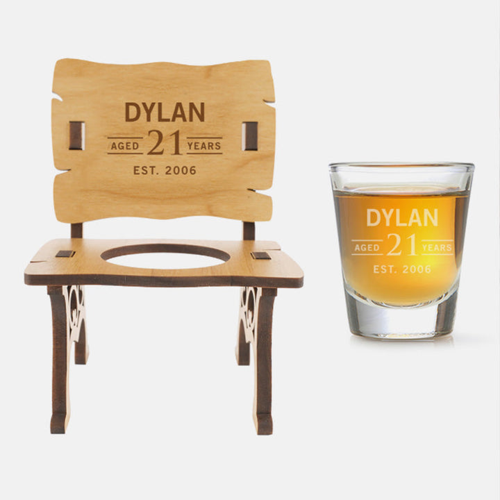 Personalised Wooden Birthday Shot Glass Chair