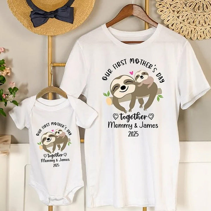 Personalized Our First Mother's Day Together 100% Cotton Baby Onesie