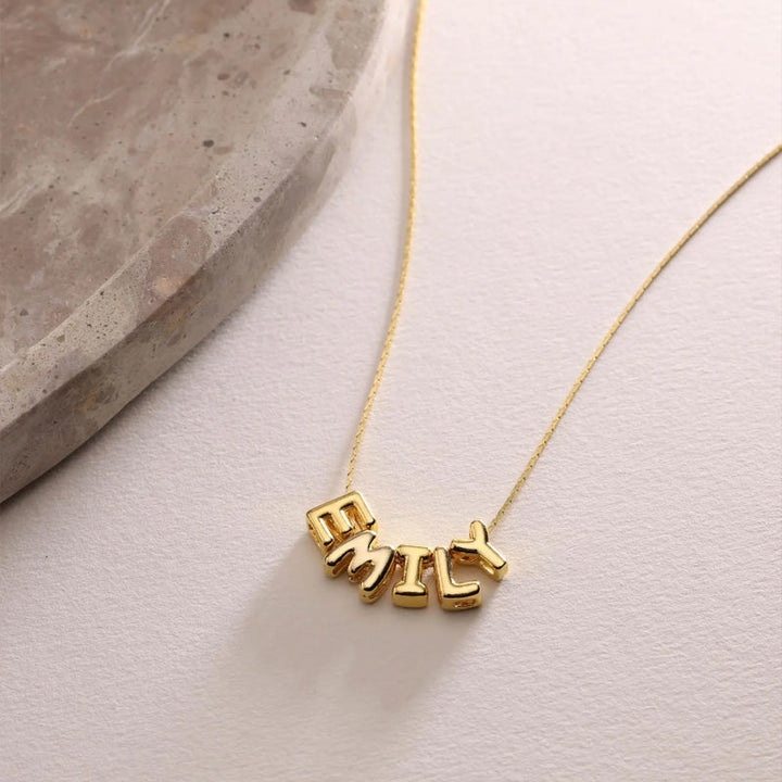 Personalized Tiny Balloon Initial Name Necklace