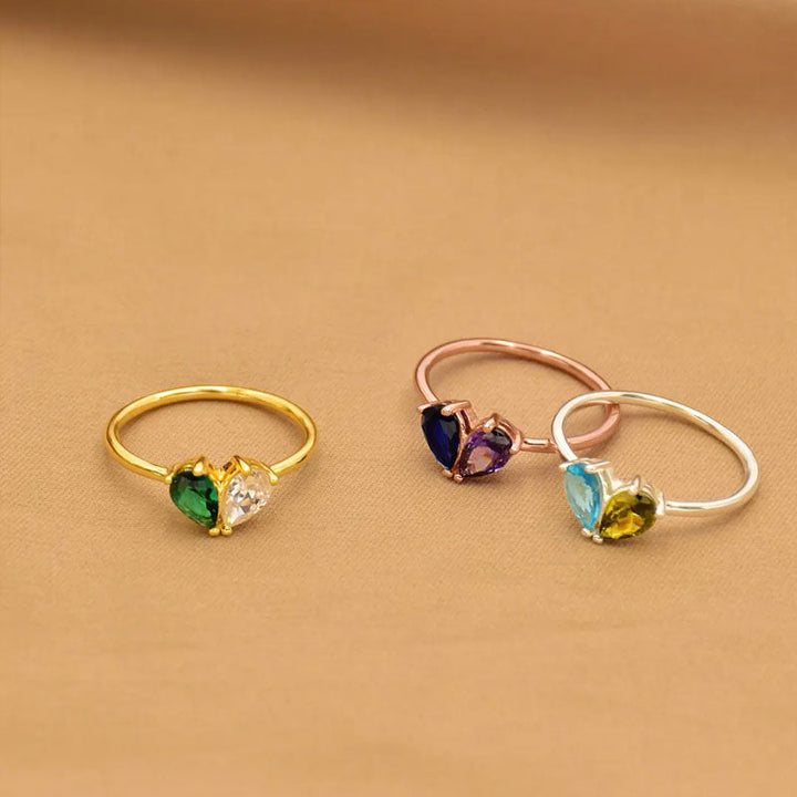 Custom Heart Birthstone Ring