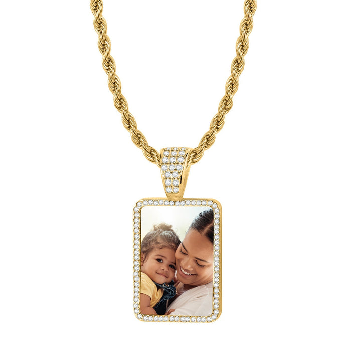 Personalized Photo Pendant With Micro-Set Zirconia