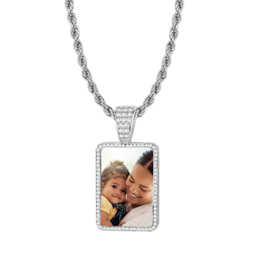 Personalized Photo Pendant With Micro-Set Zirconia