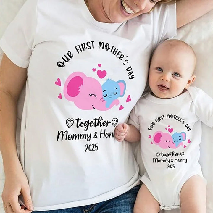 Personalized Our First Mother's Day Together 100% Cotton Baby Onesie