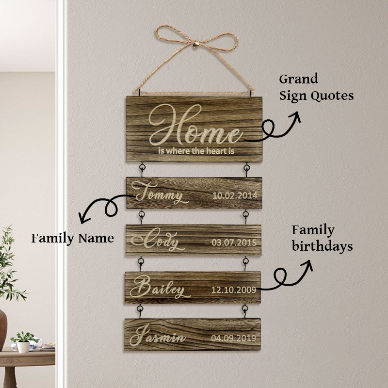 Personalized Grandkids Hanging Sign | 2024 Version Engraved Design