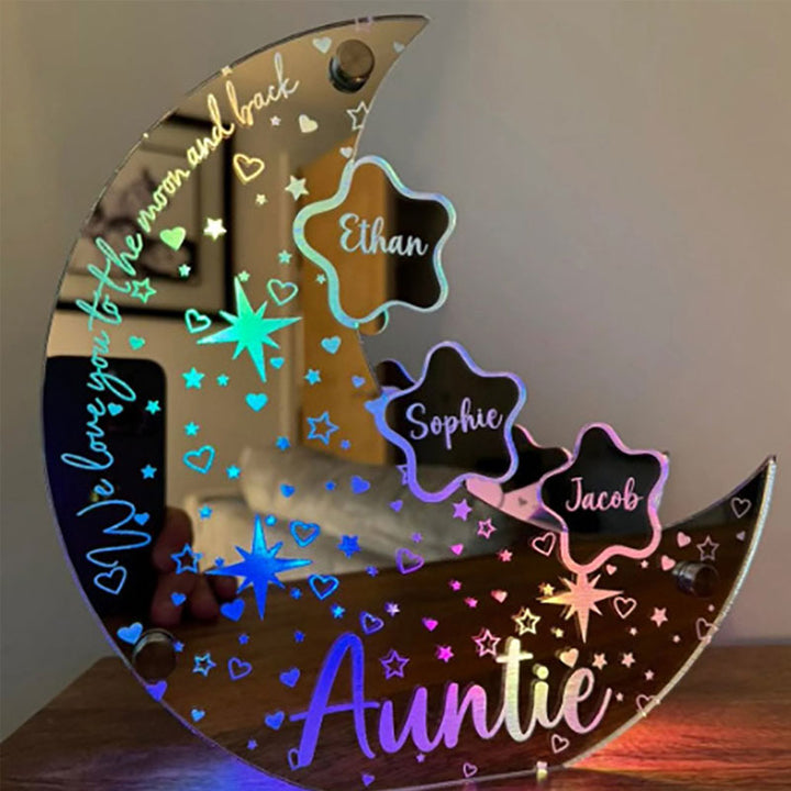 🌙【Mother's Day Personalized Moon LED Mirror Light】——Exclusive stars, light up your baby's name🌟
