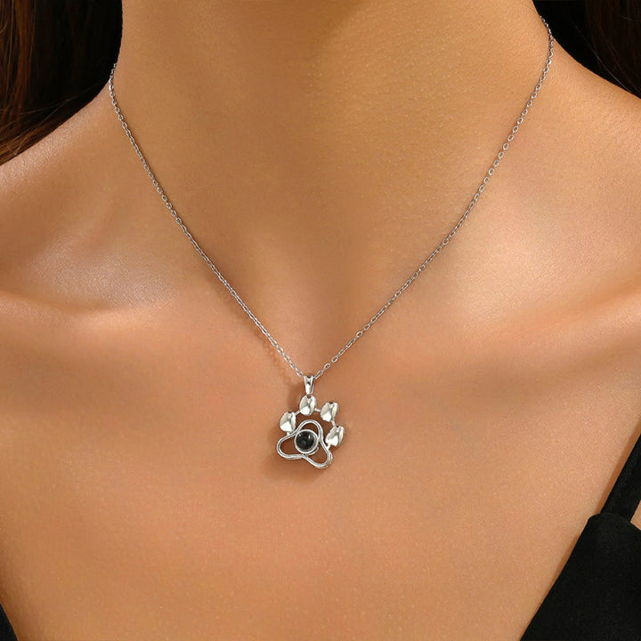 Personalized Pet Paw Photo Projection Necklace