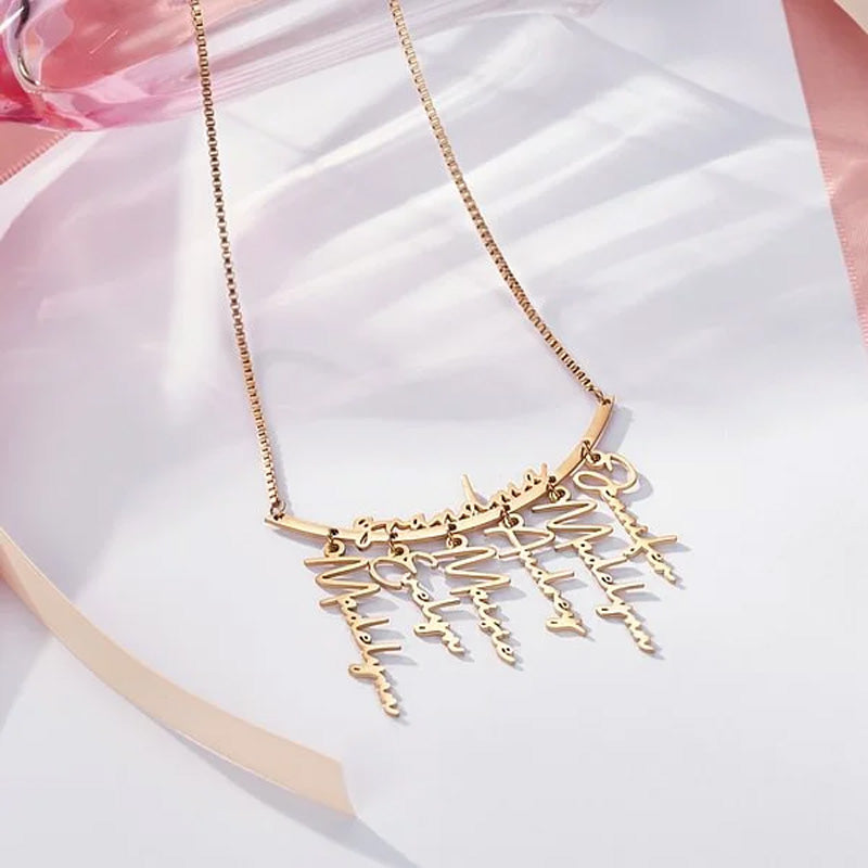 Personalized Hanging Names Family Necklace