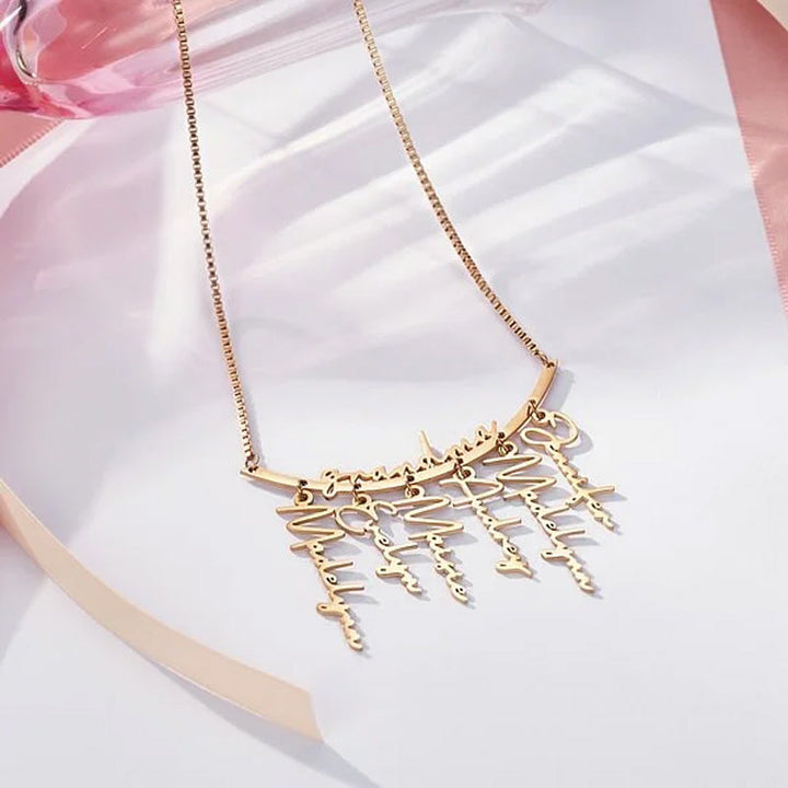 Personalized Hanging Names Family Necklace