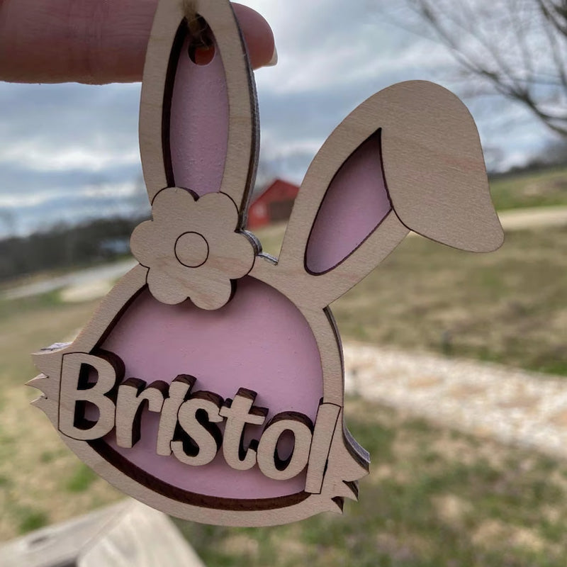Personalized Wooden Easter Bunny Basket Tags