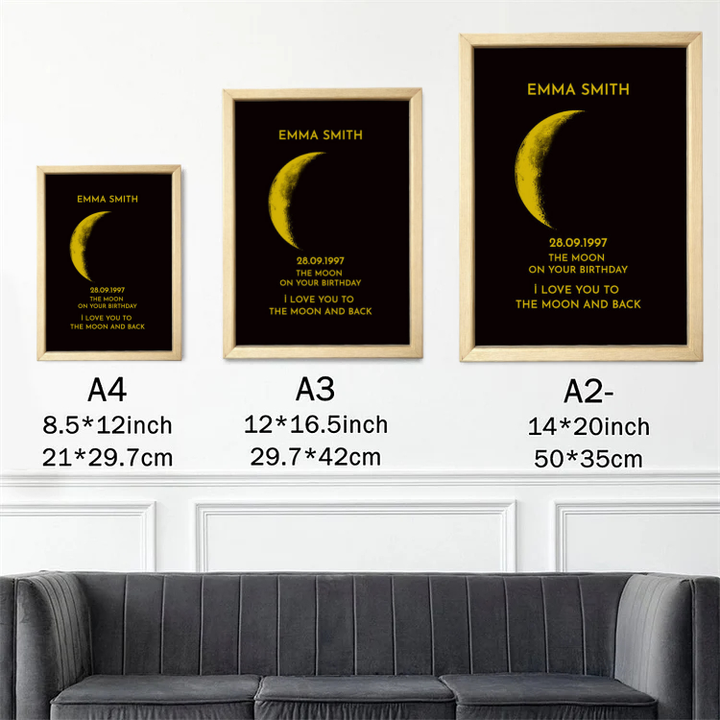 Custom Moon Phase and Names Wooden Frame