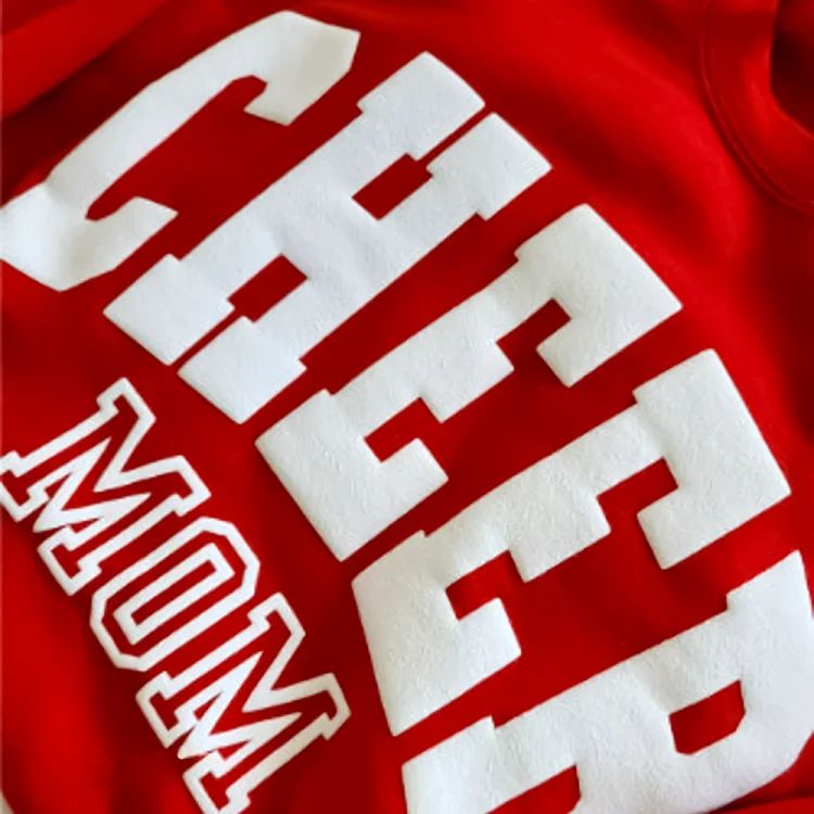 Personalized 3d Puff Print Cheer Mom Sweatshirt With Kids Name On Sleeve