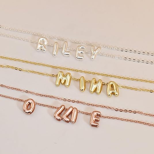 Personalized Tiny Balloon Initial Name Necklace