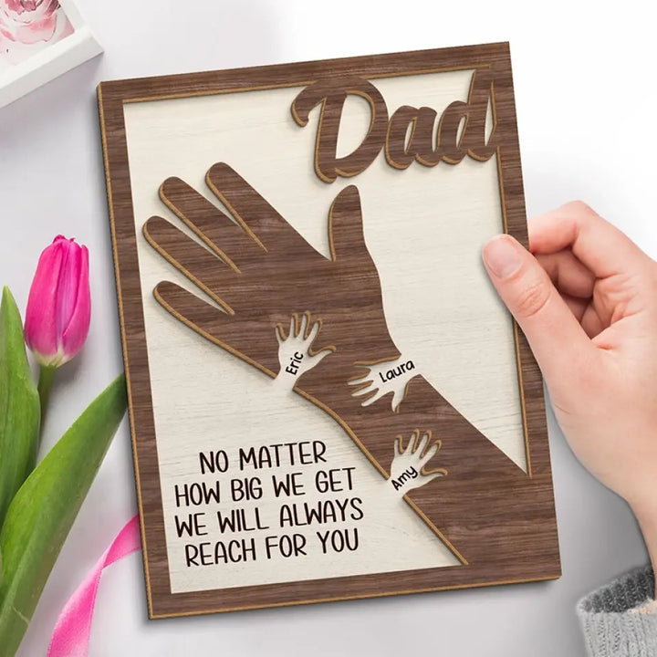 Custom Family Personalized Double Layer Wooden Sign with Stand - Father's Day Gift for Dad and Grandpa