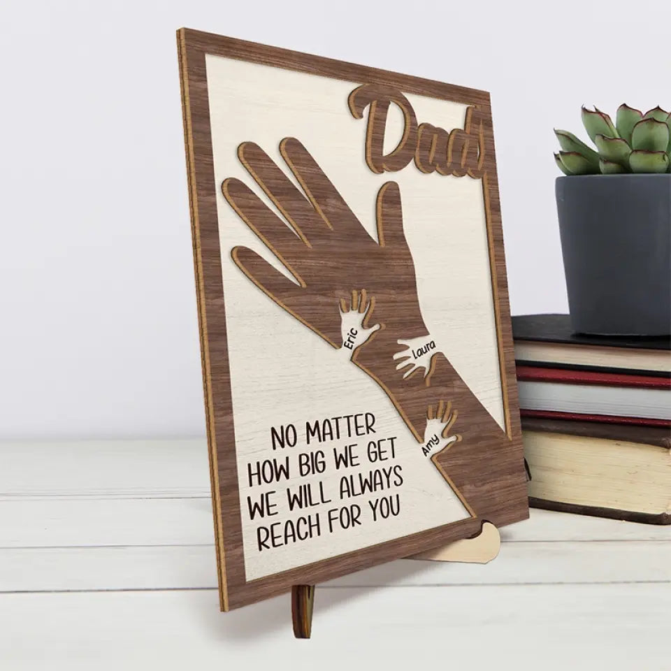 Custom Family Personalized Double Layer Wooden Sign with Stand - Father's Day Gift for Dad and Grandpa