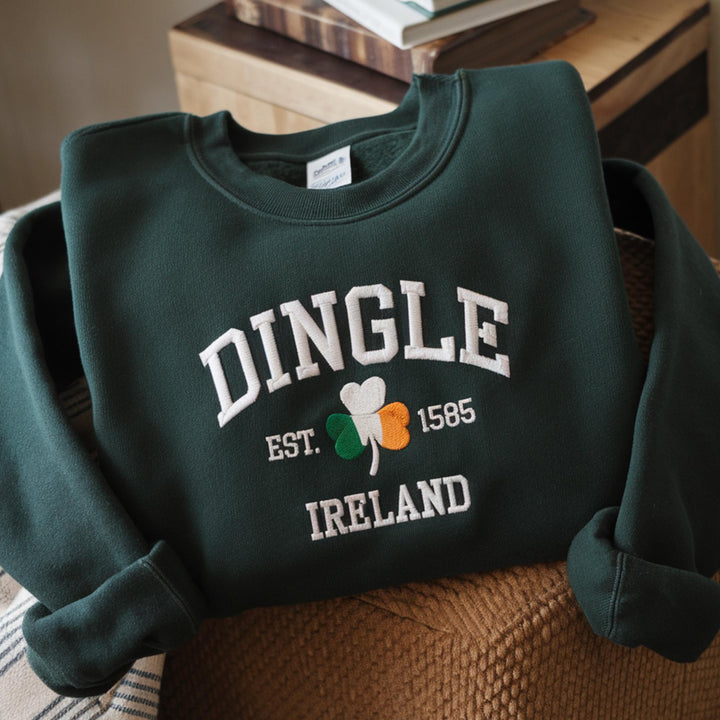 Custom City/County St Patrick's Day Embroidered Four Leaf Clover Sweatshirt