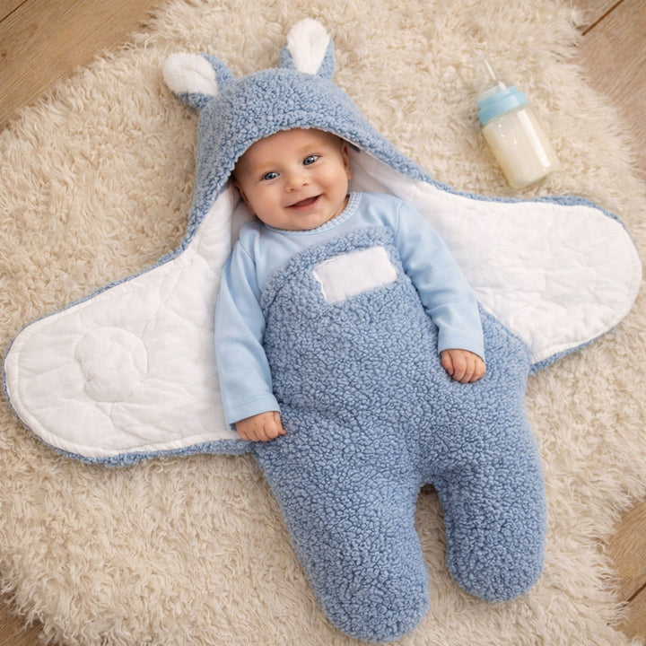 Personalized Embroidered Name Bunny Baby Swaddle – Warm, Comfortable, and Easy to Use