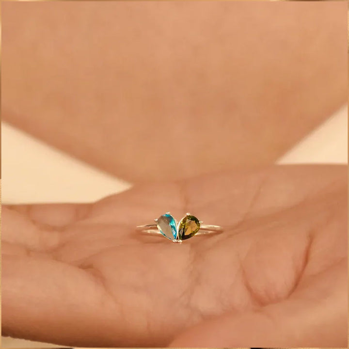 Custom Heart Birthstone Ring