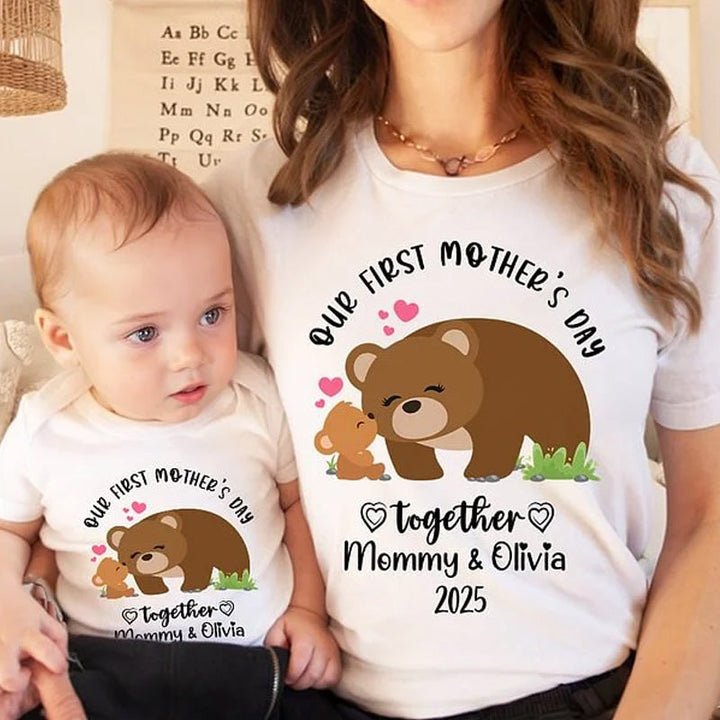 Personalized Our First Mother's Day Together 100% Cotton Baby Onesie