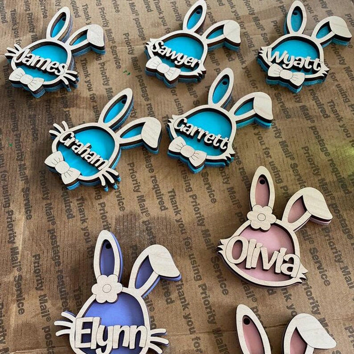 Personalized Wooden Easter Bunny Basket Tags