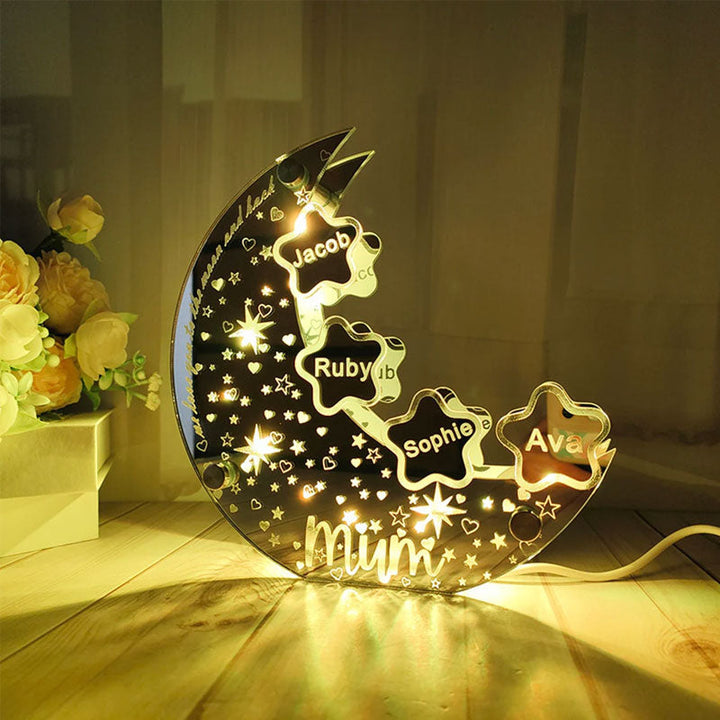 🌙【Mother's Day Personalized Moon LED Mirror Light】——Exclusive stars, light up your baby's name🌟