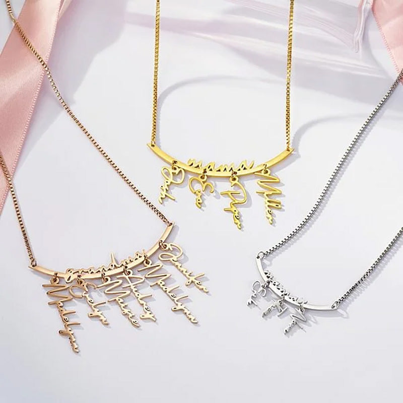 Personalized Hanging Names Family Necklace