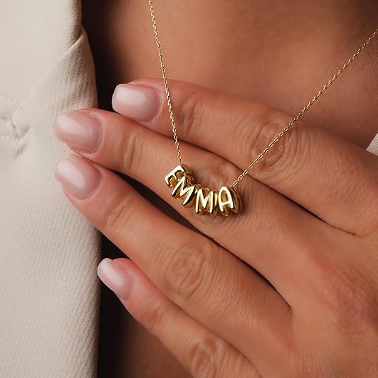 Personalized Tiny Balloon Initial Name Necklace