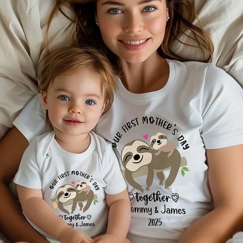 Personalized Our First Mother's Day Together 100% Cotton Baby Onesie