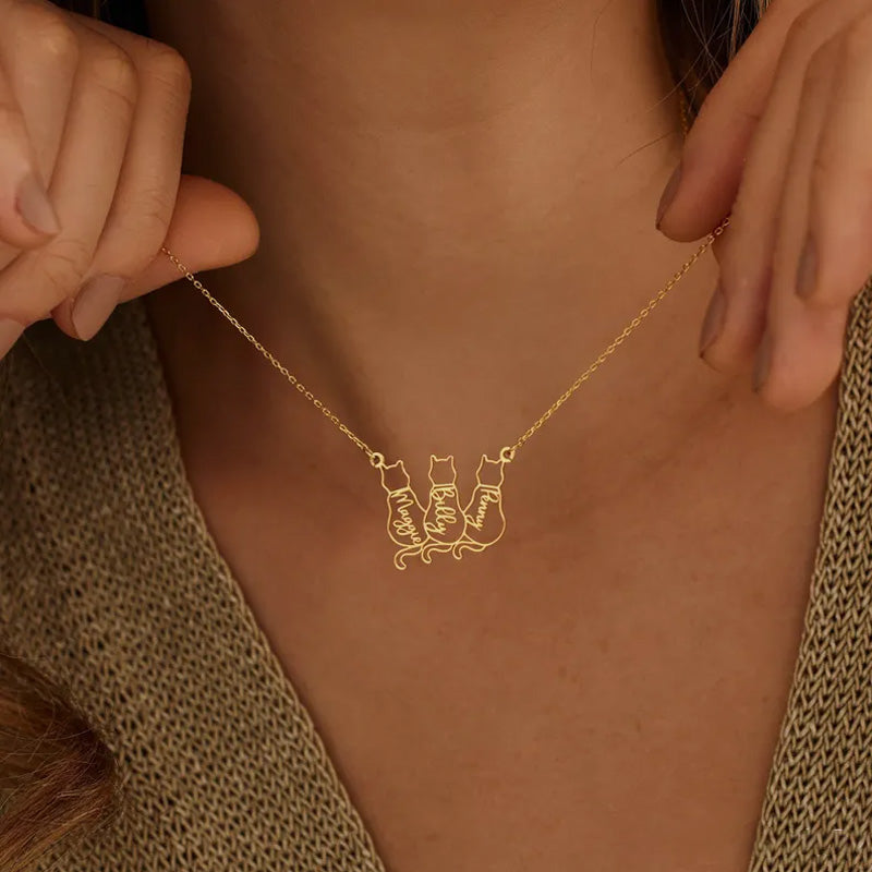 Personalized Cat Name Necklace - Surprise Gift for Cat Lovers