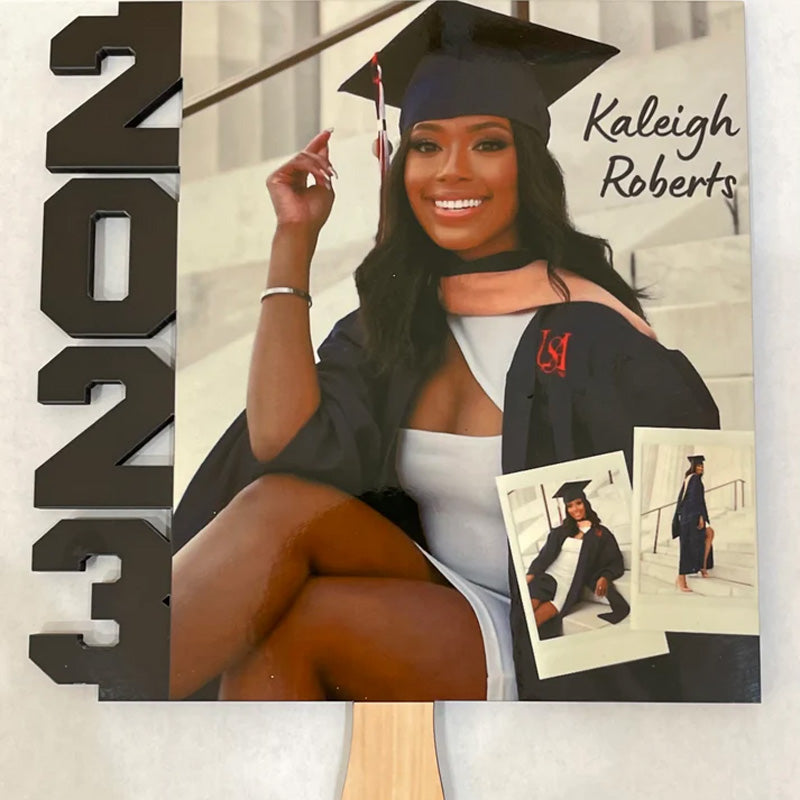 Personalized Graduation Season Laser Cut Wooden Fan - Graduation Sign Plaque