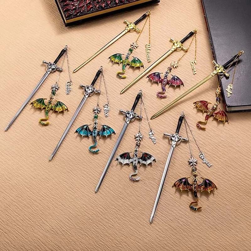 Customized Personalized Dragon Sword Pearl Star Fantasy Bookmark